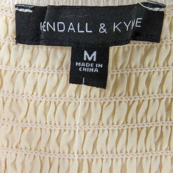 Kendall & Kylie Cream Cropped Tank Top Corset Top Smocked Coquette Medium - Picture 4 of 7